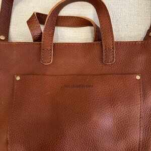 Portland Leather Mini Crossbody Tote (Chestnut)